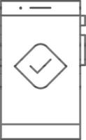 confirmar botón en teléfono inteligente pantalla línea Arte icono. vector