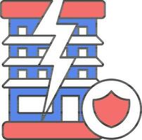 Broken Building For Property Insurance Icon In Red And Blue Color. vector