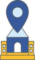 Home Location Icon In Blue And Yellow Color. vector