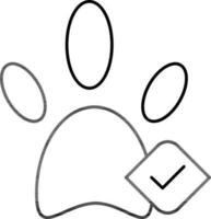 Check Paw Icon In Black Outline. vector