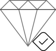 Check Diamond Icon In Black Outline. vector