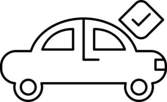 Check Car Icon In Black Outline. vector