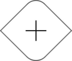 Black Thin Line Art Plus Symbol On Sqaure Background. vector