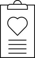 Heart Report Icon In Black Line Art. vector