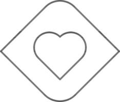 Line Art Heart Symbon On Sqaure Icon. vector