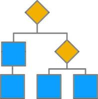 Hierarchy Icon In Blue And Yellow Color. vector