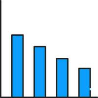 Blue Color Bar Graph Icon In Flat Style. vector