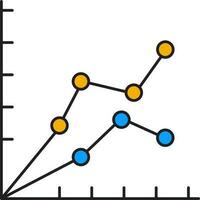 Line Chart Icon In Blue And Yellow Icon. vector