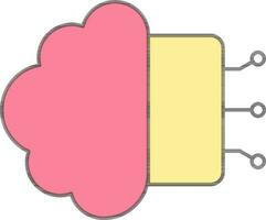 Brain Connection Icon In Pink And Yellow Color. vector