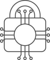 Illustration Of Cyber Security In Linear Style. vector