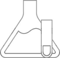 Conical Flask And Test Tube Icon In Stroke Style. vector