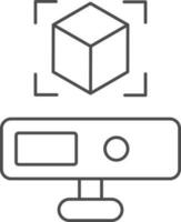 Virtual Or Hologram Projector Icon In Line Art. vector