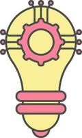 Setup Idea Or Setting Bulb Icon In Pink And Yellow Color. vector