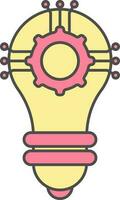 Setup Idea Or Setting Bulb Icon In Pink And Yellow Color. vector