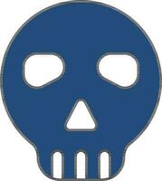 Skull Icon In Blue And White Color. vector