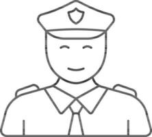 Flat Style Policeman Icon In Black Line Art. vector
