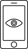 Linear Style Eye In Smartphone Screen Icon. vector