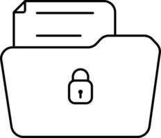 Lock File Folder Icon In Thin Line Art. vector