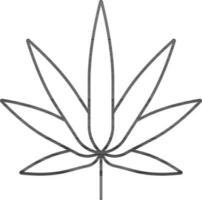 Marijuana Leaf Icon In Black Line Art. vector