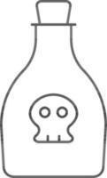 Poison Bottle Icon In Black Line Art. vector