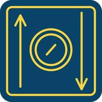 Yellow Thin Line Money Up And Down Blue Square Icon Or Symbol. vector