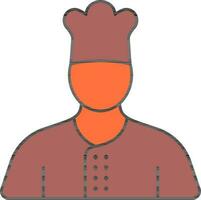 Faceless Chef Cartoon Icon In Orange And Brown Color. vector
