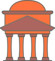 Flat Style Patheon Icon In Orange And Brown Color. vector