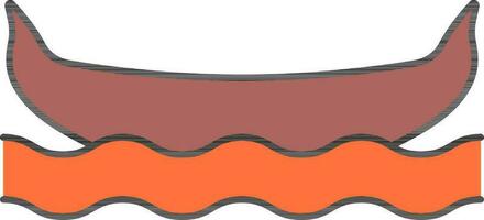 Gondola On Wave Icon In Brown And Orange Color. vector