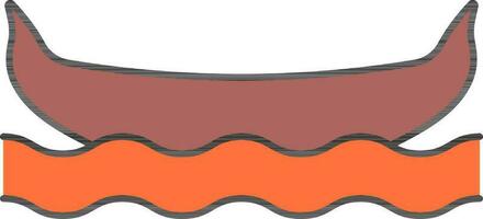 Gondola On Wave Icon In Brown And Orange Color. vector