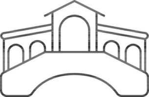 Rialto Bridge Icon In Line Art. vector