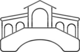 Rialto Bridge Icon In Line Art. vector