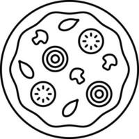 Mushroom Pizza Icon In Black Outline vector