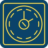 Time Is Money Line Art Icon Or Symbol On Blue Square Background. vector