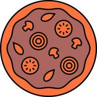 Mushroom Pizza Icon In Orange And Brown Color. vector