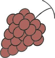 Flat Style Grapes Icon In Brown Color. vector