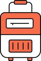 Isolated Traveling Bag Icon In Orange And White Color. vector