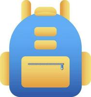 Backpack Icon In Blue And Yellow Color. vector