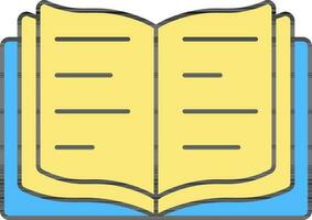 Open Book Blue And Yellow Icon In Flat Style. vector