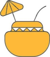 paraguas Paja en Coco amarillo icono. vector