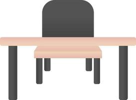 Table And Chair Icon In Flat Style. vector