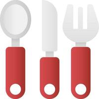 Cutlery Icon In Red And Gray Color. vector