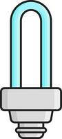 Isolated Led Or CFL Bulb Icon In Cyan And Gray Color. vector