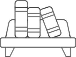 Black Outline Books On Sofa Icon In Flat Style. vector