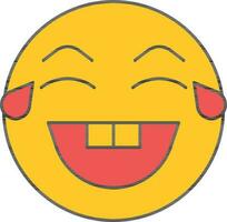 Laughing Emoji With Tears Icon In Red And Yellow. vector