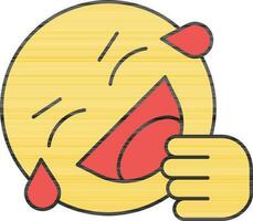 rojo y amarillo riendo cara emoji icono. vector