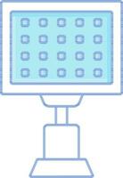 azul y blanco cámara LED ligero icono o símbolo. vector