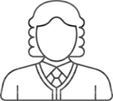 Faceless Man Judge Icon In Black Outline. vector