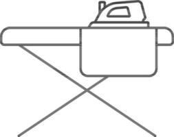 Black Outline Ironing Clothes on Table Icon. vector