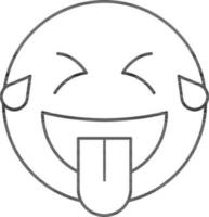 Laughing Face With Tears Of Joy Icon In Stroke Style. vector