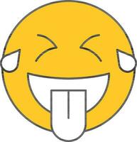 Laughing Face With Tears Of Joy Icon In White And Yellow Color. vector